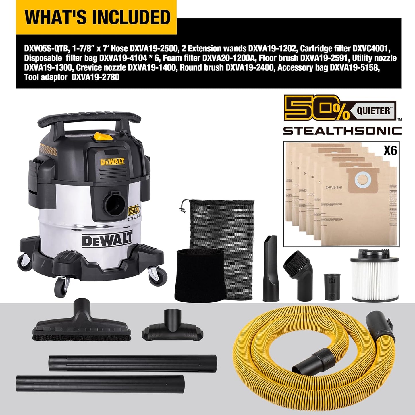 5‑Gallon Wet & Dry Vacuum DXV05S‑QTB